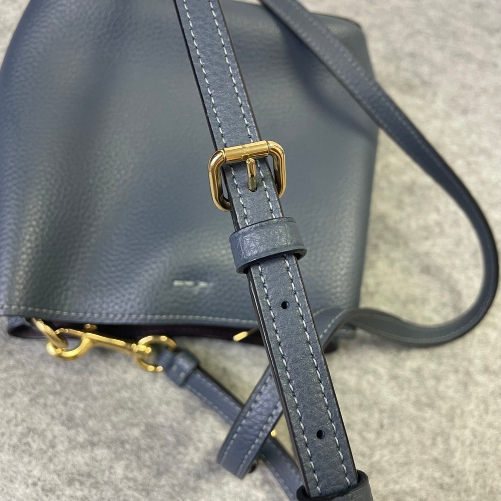 Coach Mollie Bucket Bag 22 Blue Pebble Leather Crossbody C7266 - Picture 13 of 16